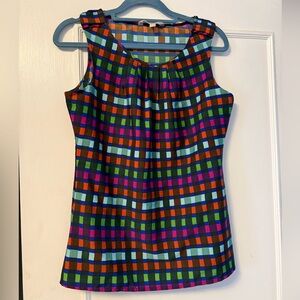 Banana Republic Multicolor Plaid Sleeveless Top - Blue, Green, Orange, Brown